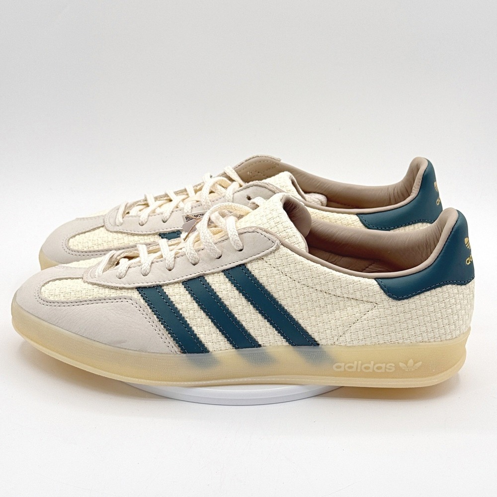 Adidas Gazelle Indoor / Size 13 Men / Woven Cream White Teal JR3837 - NEW - Picture 6 of 11